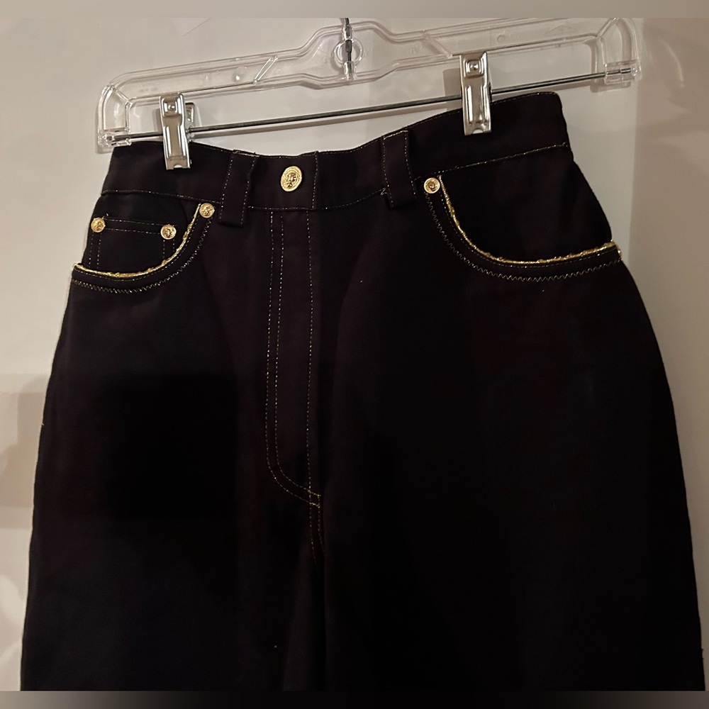 New Versus Versace Black Stretch Jeans Gold Piping size 28/42 Small made Italy - Picture 3 of 16